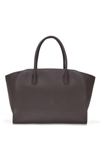 Marlo 12 grained leather tote bag in walnut