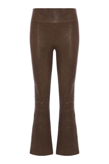 Jackie leather ankle-flare pants in truffle