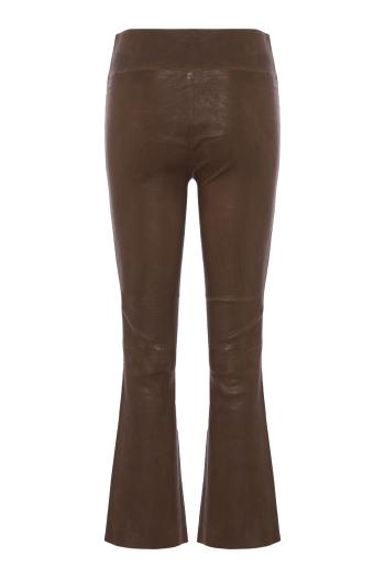 Jackie leather ankle-flare pants in truffle