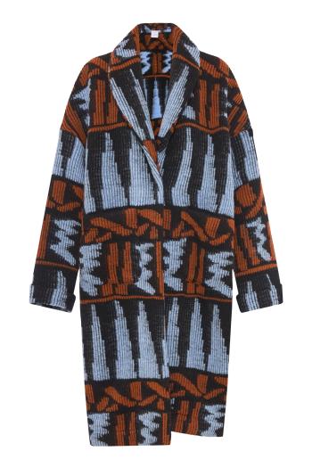 Kuba jacquard wool-blend coat in blue