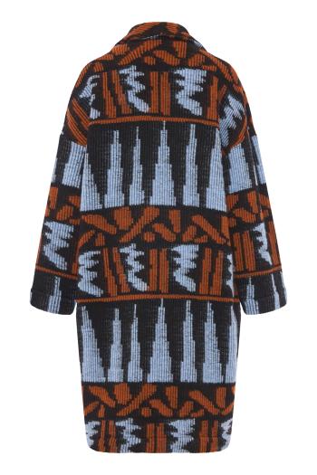 Kuba jacquard wool-blend coat in blue
