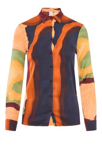 Amelie wave-print shirt in burnt orange