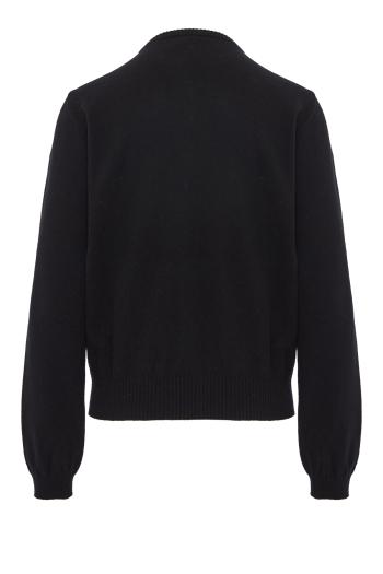 Embroidered wool-blend cardigan in midnight