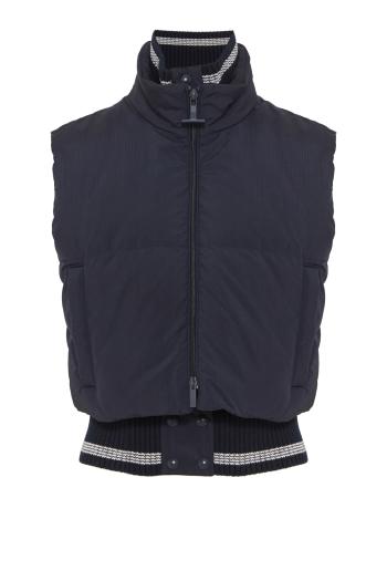 Cropped ripstop down vest in navy