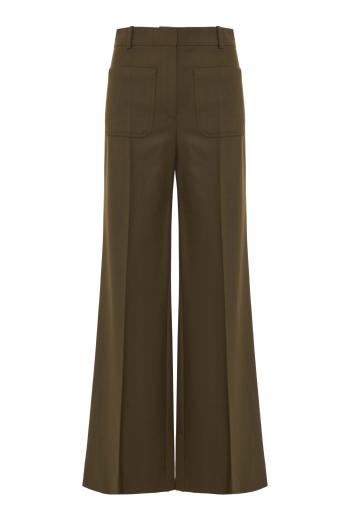 Alina wool-blend wide-leg pants in marsh green