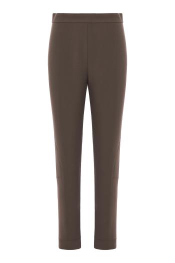 Wool-blend slim riding pants in khaki