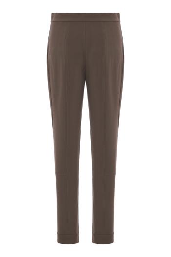 Wool-blend slim riding pants in khaki