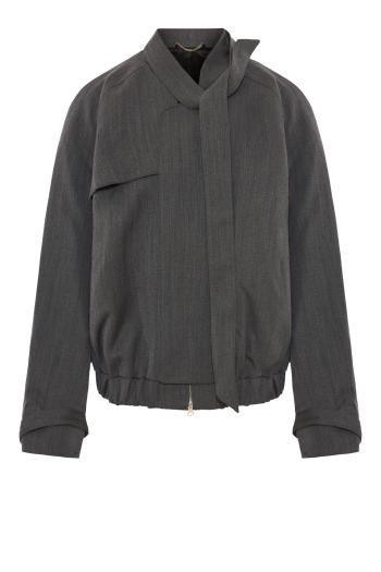 Scarf bomber wool jacket in ash melange