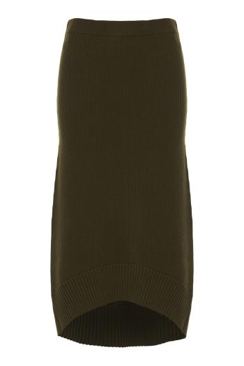 Ribbed merino wool-blend midi skirt in marsh green
