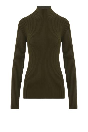 Ribbed merino wool-blend sweater in marsh green