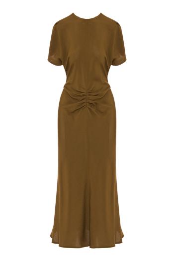 Bela crepe midi dress in golden ember