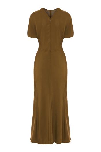 Bela crepe midi dress in golden ember