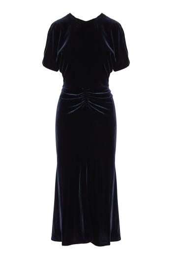 Bela velvet midi dress in navy