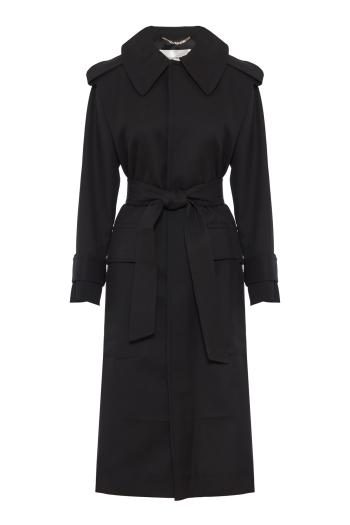 Philippa belted wool-blend trench coat in black