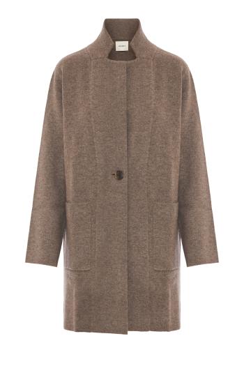Anni knitted cashmere coat in truffle