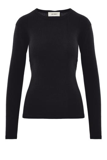Vivian ribbed cotton and cashmere top in black
