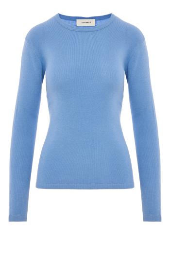 Vivian ribbed cotton and cashmere top in soft sky