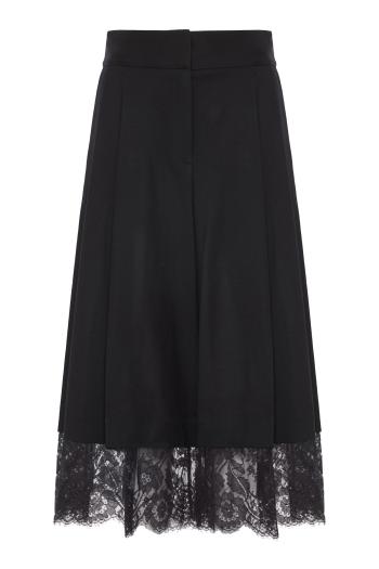 Valiant lace-trimmed wool culotte in black