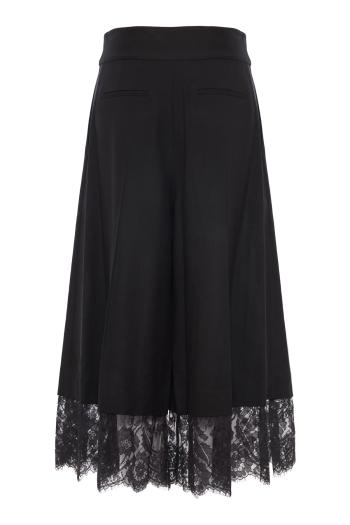 Valiant lace-trimmed wool culotte in black