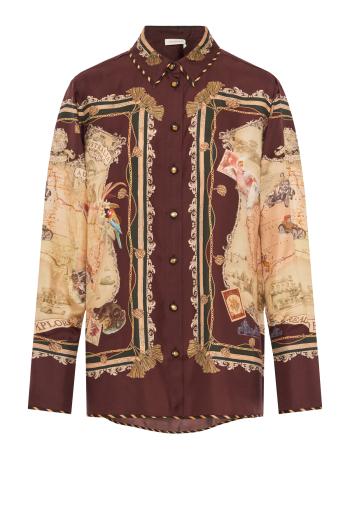 Valiant silk twill shirt in plum