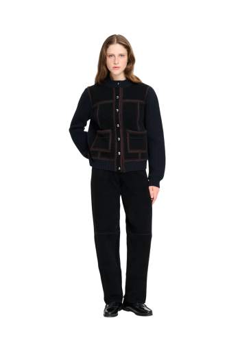 Shearling-effect cashmere and cotton jacket in vert
