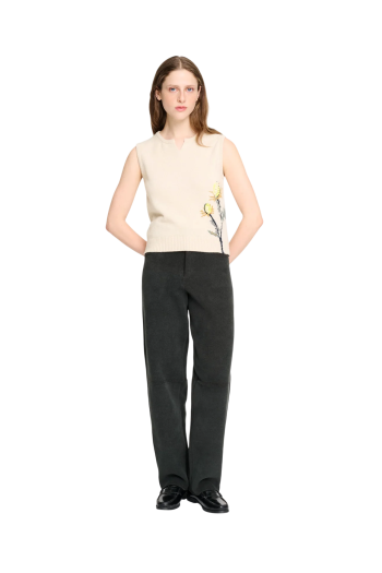 Bubble knit cashmere top in canvas