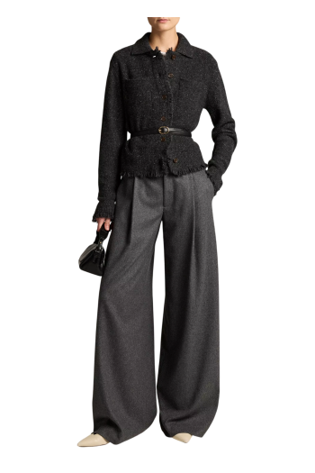 Shrunken cashmere cardigan in charcoal donegal