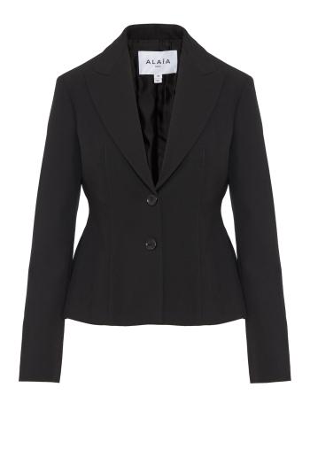 Single-breasted wool jacket in black