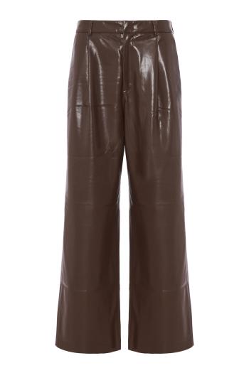 Sasha vegan-leather boyfriend pants in bark brown