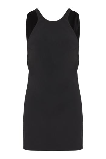Carmen open-back wool-blend mini dress in black