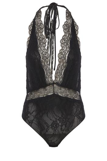 Florida patchwork lace bodysuit in black