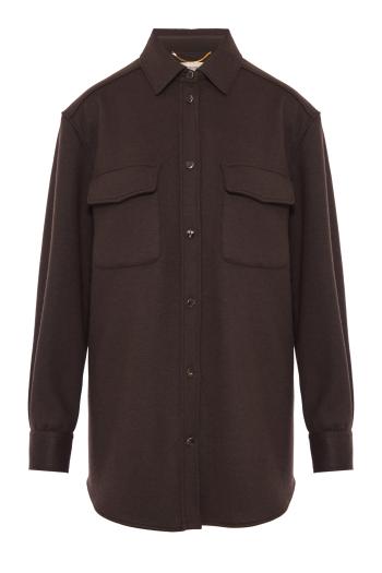 Utility wool and cashmere double-face shirt in chocolate