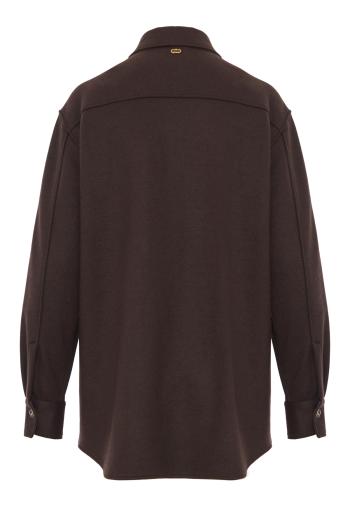 Utility wool and cashmere double-face shirt in chocolate