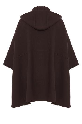 Zip-front B-Jersey wool and cashmere cape in chocolate
