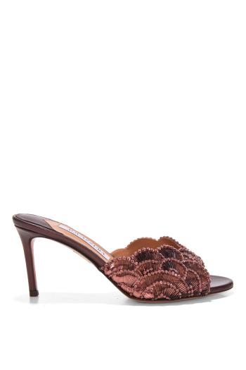 Ce Soir 75 sequin-embellished leather mules in melanzana