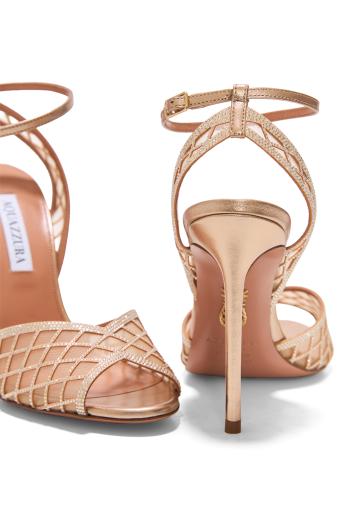 Lumiere 105 crystal-embellished mesh sandals in light copper