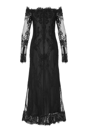ΦΟΡΕΜΑ OFF SHOULDER LACE EMBROIDERED LONG