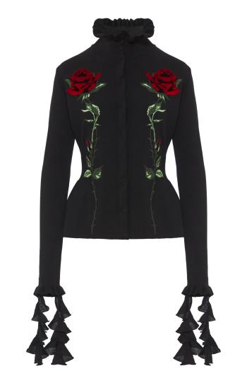 ΖΑΚΕΤΑ LS RUFFLE NECK ROSES