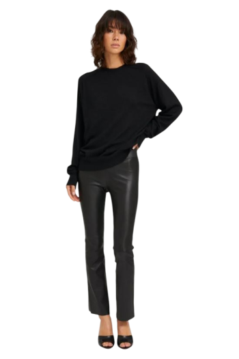 Jackie leather ankle-flare pants in black