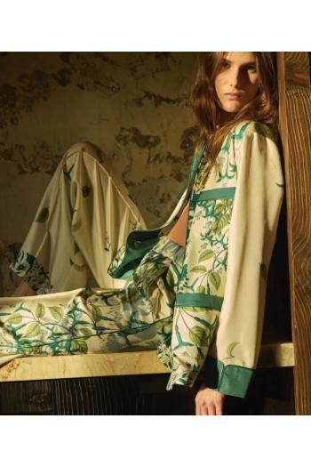 Ceto cupro pajama shirt in ivory