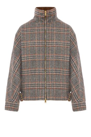 Celine wool-blend check aviator bomber jacket in grey
