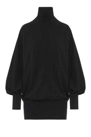 Olimpia batwing-sleeve cotton-blend jersey blouse in black