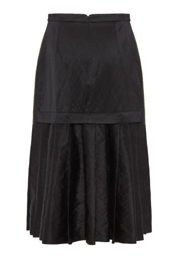 Embroidered wool-blend midi skirt in acid yellow