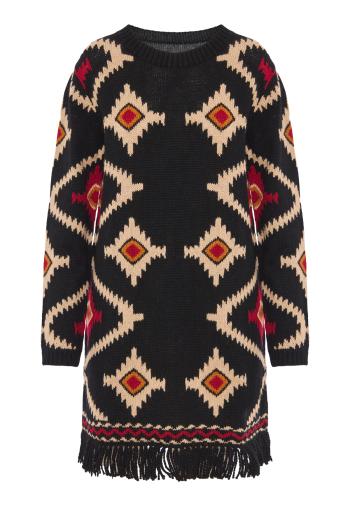 Lilium intarsia alpaca and wool sweater in black