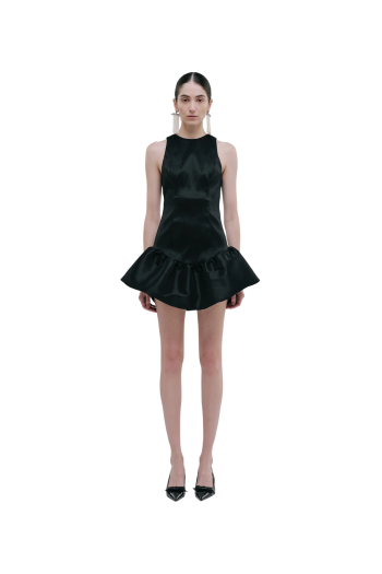 Birgit ruffled taffeta mini dress in black