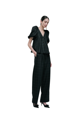 Noko wide-leg wool pants in charcoal