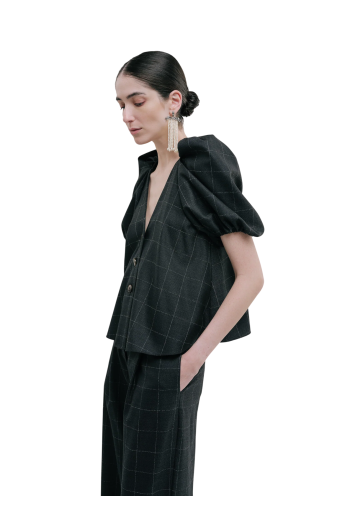 Harpa wool top in charcoal