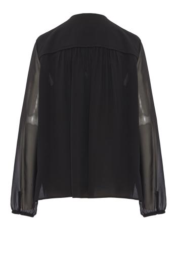 Ruffled silk blouse in black