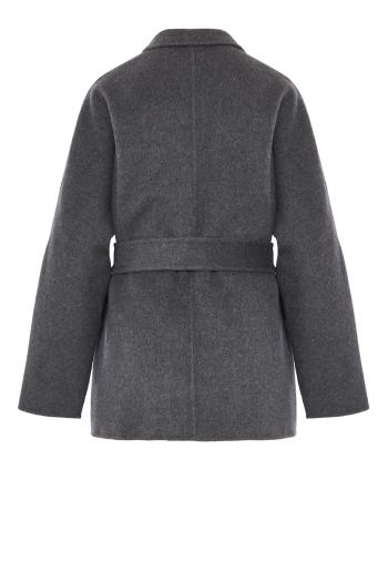 Fama double-face wool coat in mid heather grey