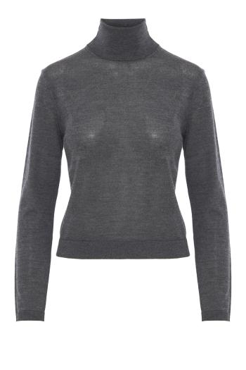 Meli merino wool and silk sweater in mid heather grey